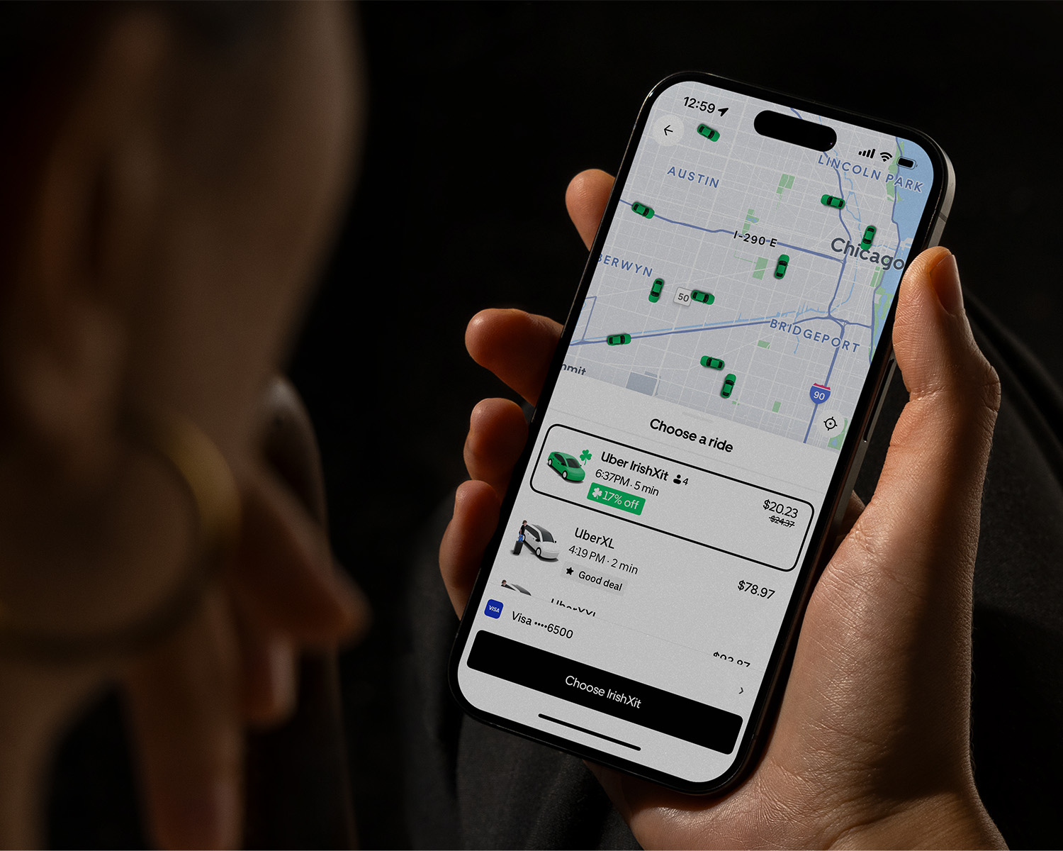 uber irishxit in app